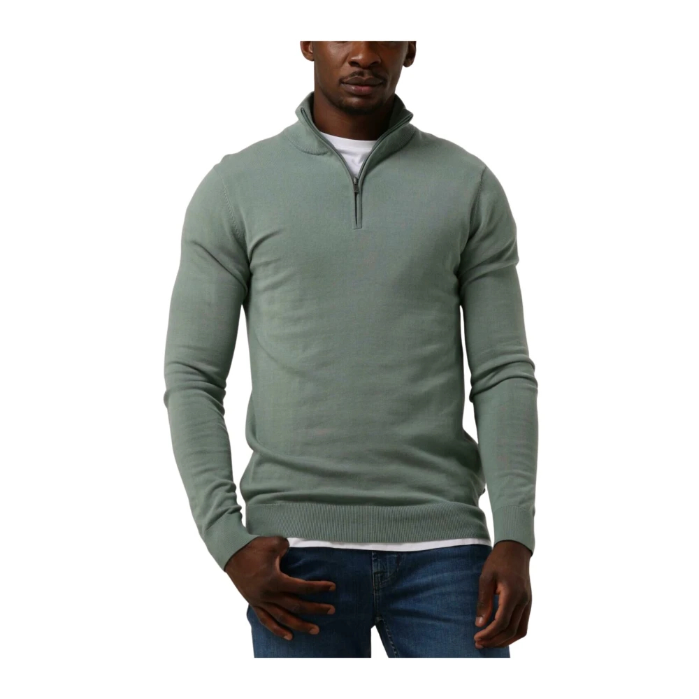 Saint Steve Herren Grün - Cas Half Zip Sweater - Knitwear - 2XL