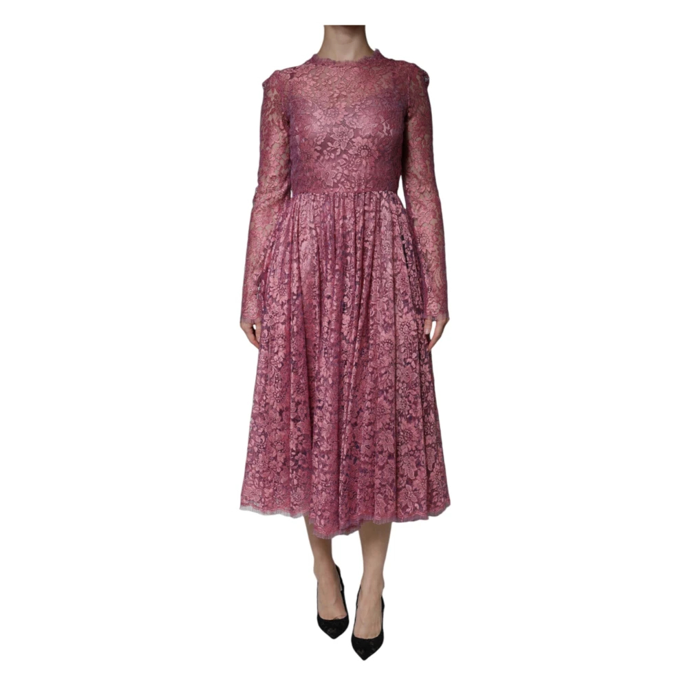 Dolce & Gabbana Damen Rosa - Blumen Spitze Midi Kleid - Dresses - 2XS
