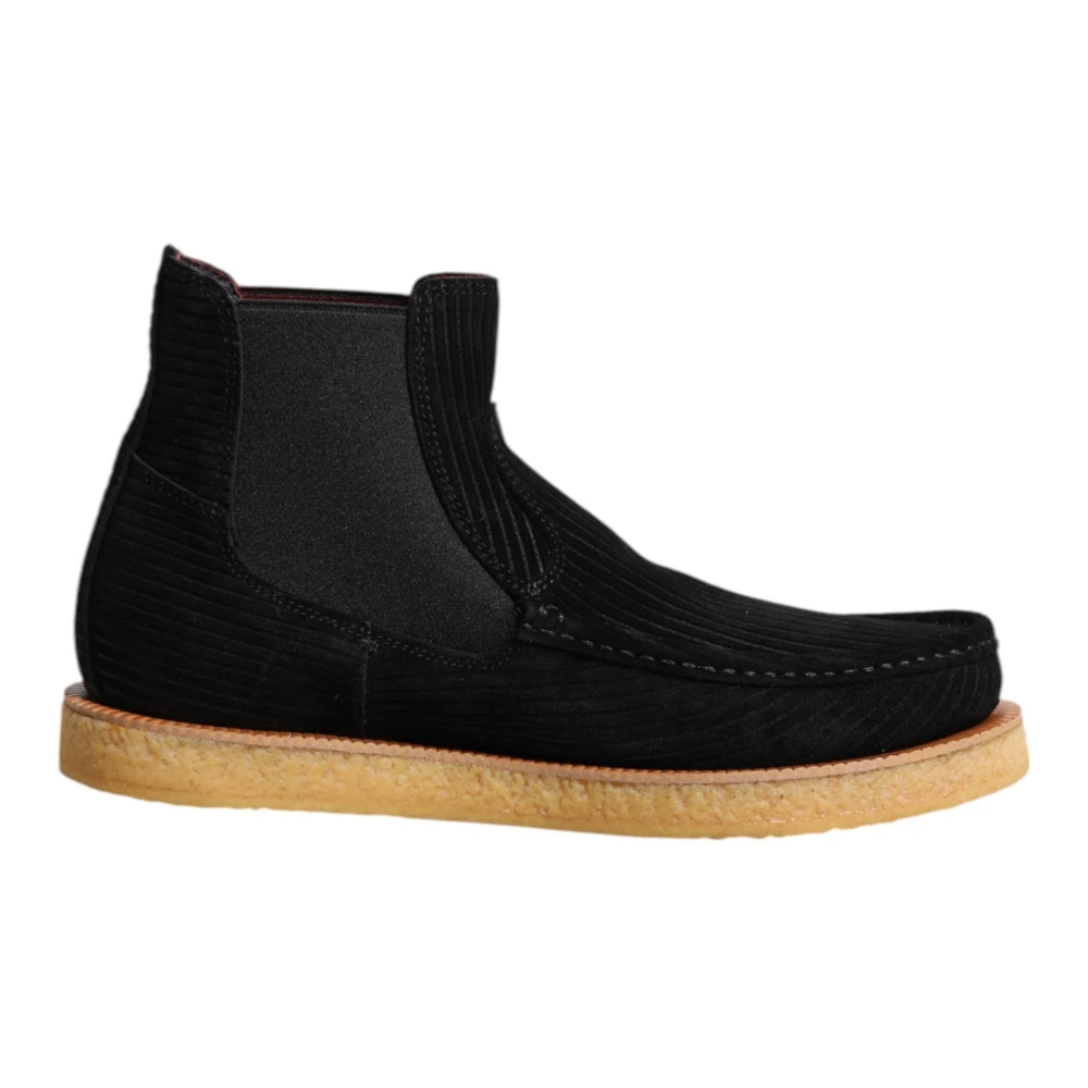 Dolce & Gabbana Herren Schwarz - E Wildleder Slip On Stiefeletten - Shoes - K - 45 Eu