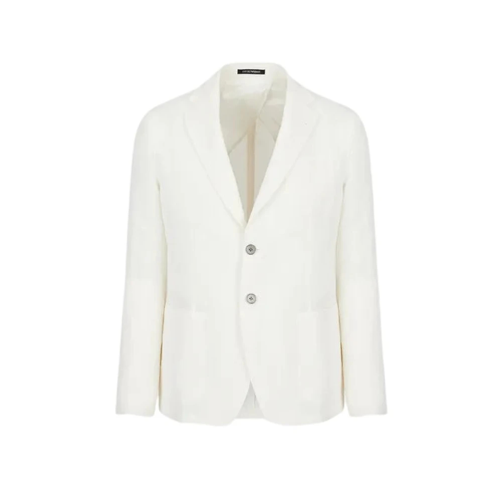 Emporio Armani Herren Weiß - Er Leinenblazer - Jackets - Xl