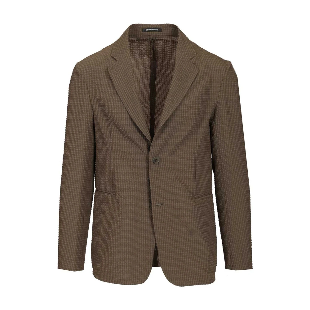 Emporio Armani Herren Braun - Seersucker Blazer - Jackets - 2XL