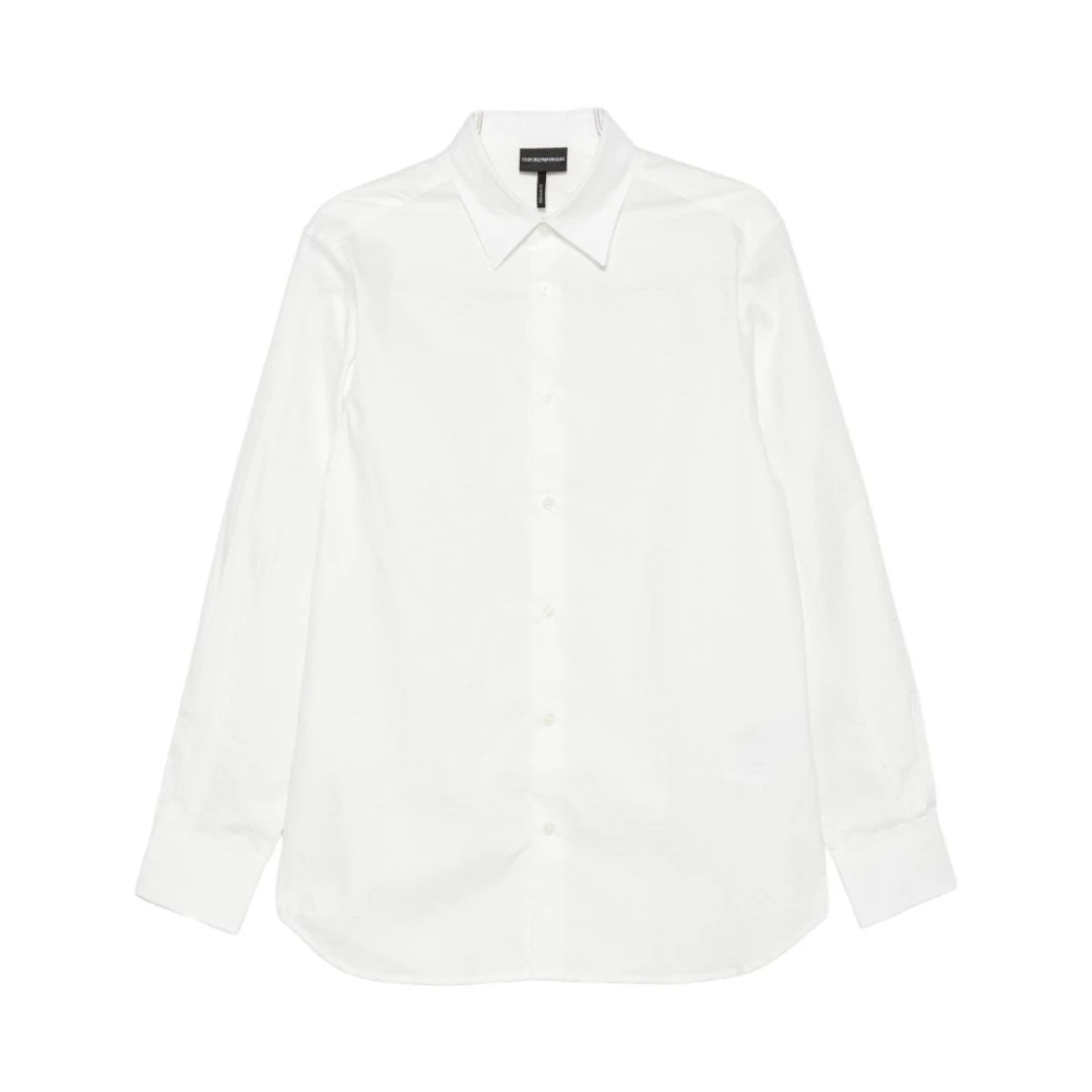 Emporio Armani - Jacquard-Hemd Mit Durchgehendem Schriftzug - Shirts - Herren - Weiß - S