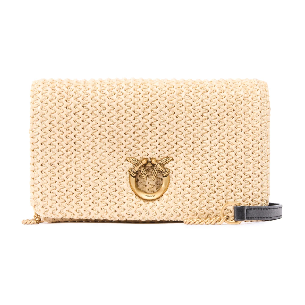Pinko Damen Beige - Kleine Umhängetasche Love Bag Click Soft Horizontal Mini Aus Bast - Bild 3