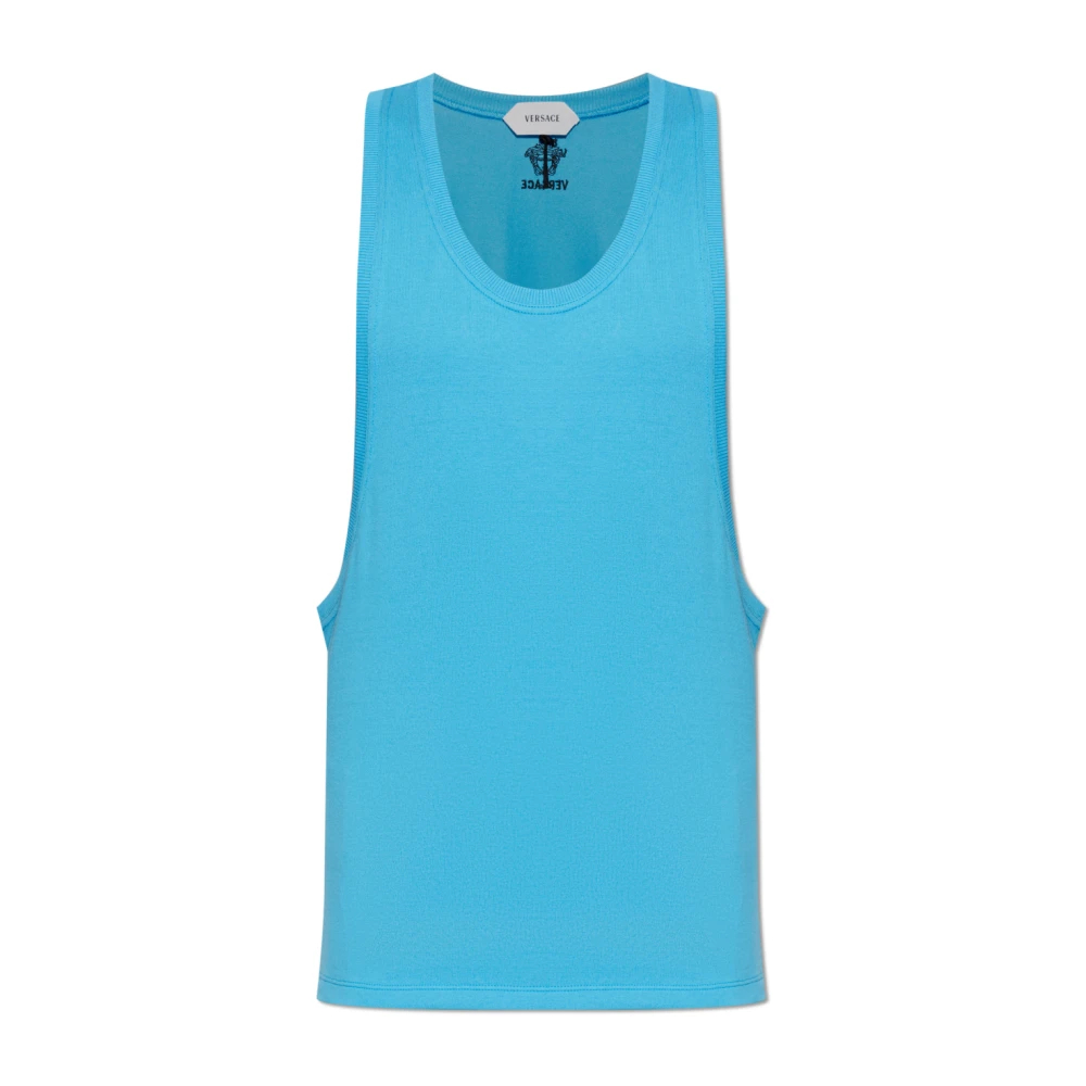 Versace Herren Blau - Baumwoll-Jersey Tanktop - Tops - M