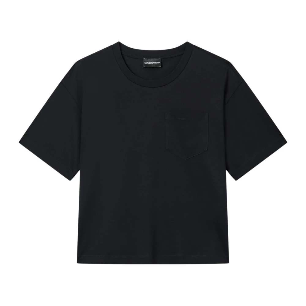 Emporio Armani Damen Schwarz - Travel Essential T-Shirt Aus Merzerisiertem Jersey - Tops - K - L