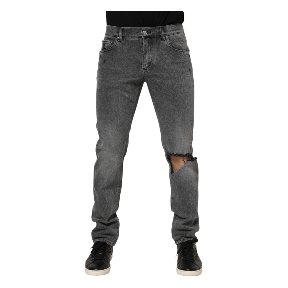 Dolce & Gabbana Herren Grau - E Logo Plaque Denim Skinny Jeans - Jeans - M