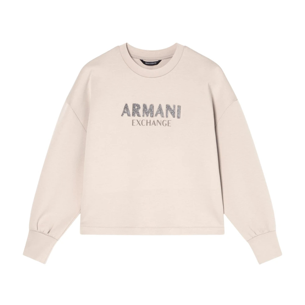 Armani Exchange Damen Beige - Felpa Girocollo In Tessuto Scuba - Sweatshirts & Hoodies - S