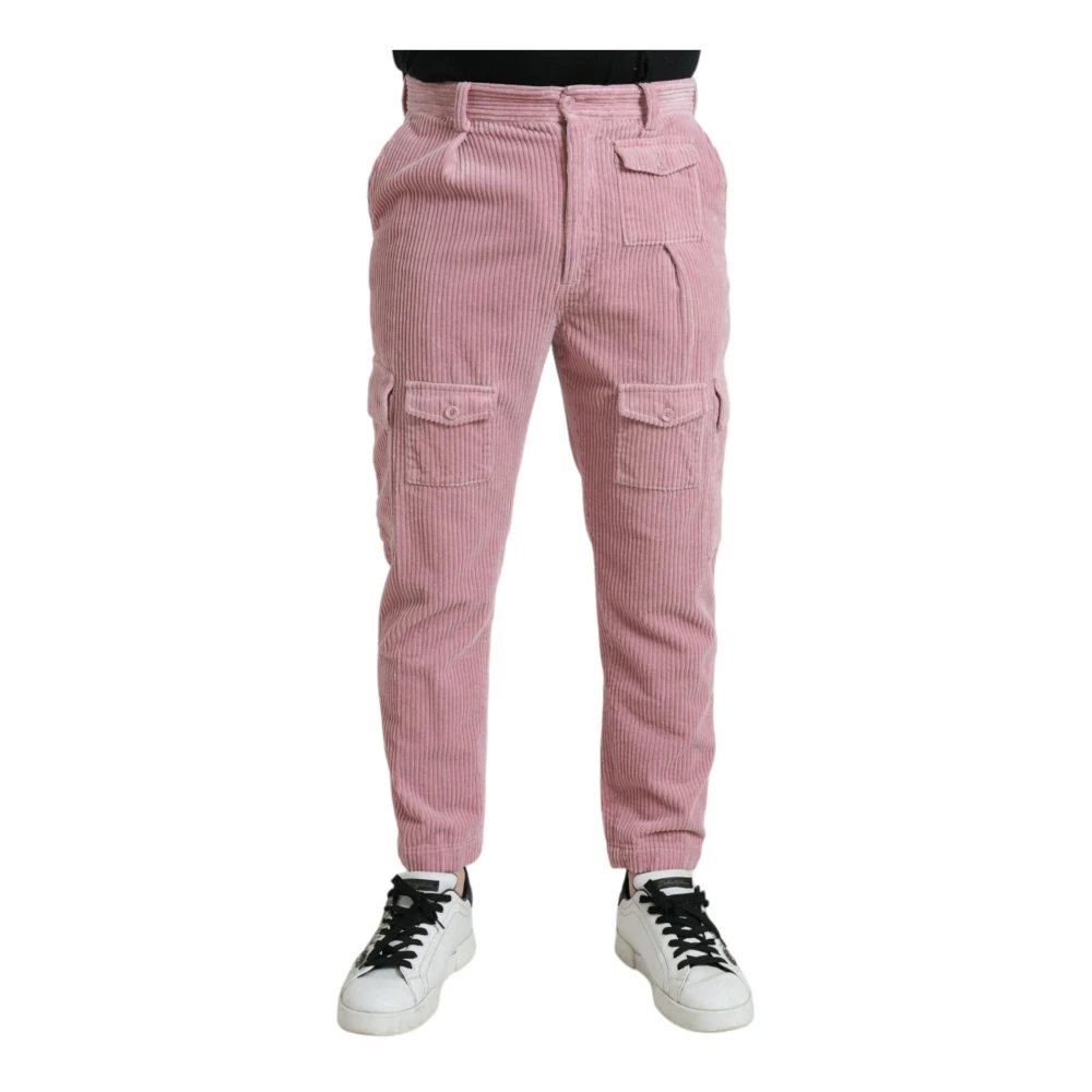Dolce & Gabbana Herren Rosa - Corduroy Skinny Cargo Jeans - Trousers - M