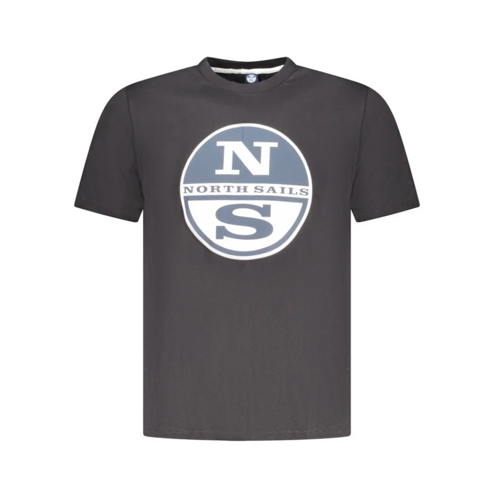 North Sails - Schwarzes Baumwoll Herren T-Shirt - Tops -Herren -Schwarzk -S