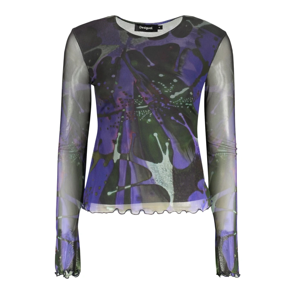 Desigual Damen Blau Bedrucktes Tüll-T-Shirt M. C. Lacroix, Polyester, M - Bild 8