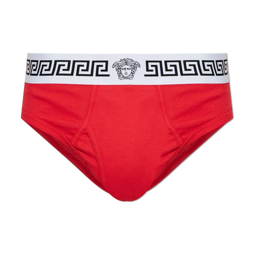 Versace Herren Rot - Gerippte Baumwoll-Jersey Slips - Underwear - M