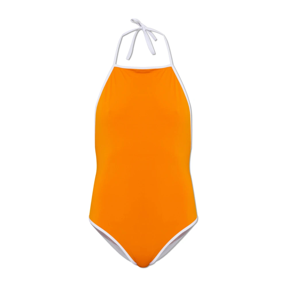 Mm6 Maison Margiela Damen Orange - Neckholder-Badeanzug Mit Kontrastbesatz - Swimwear - M