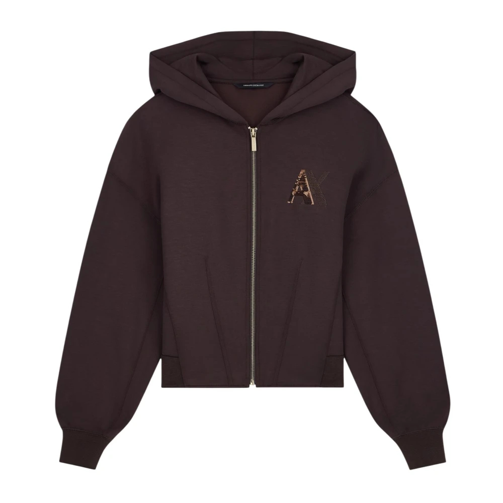 Armani Exchange Damen Braun - Cropped Zip-Through Hoodie - Sweatshirts & Hoodies - Xs