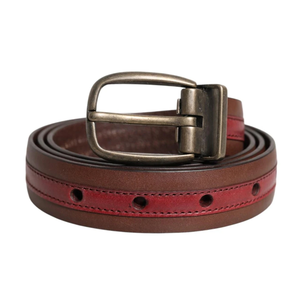 Dolce & Gabbana Herren Rot - Ledergürtel Mit Logo-Schnalle - Accessories - 90 Cm
