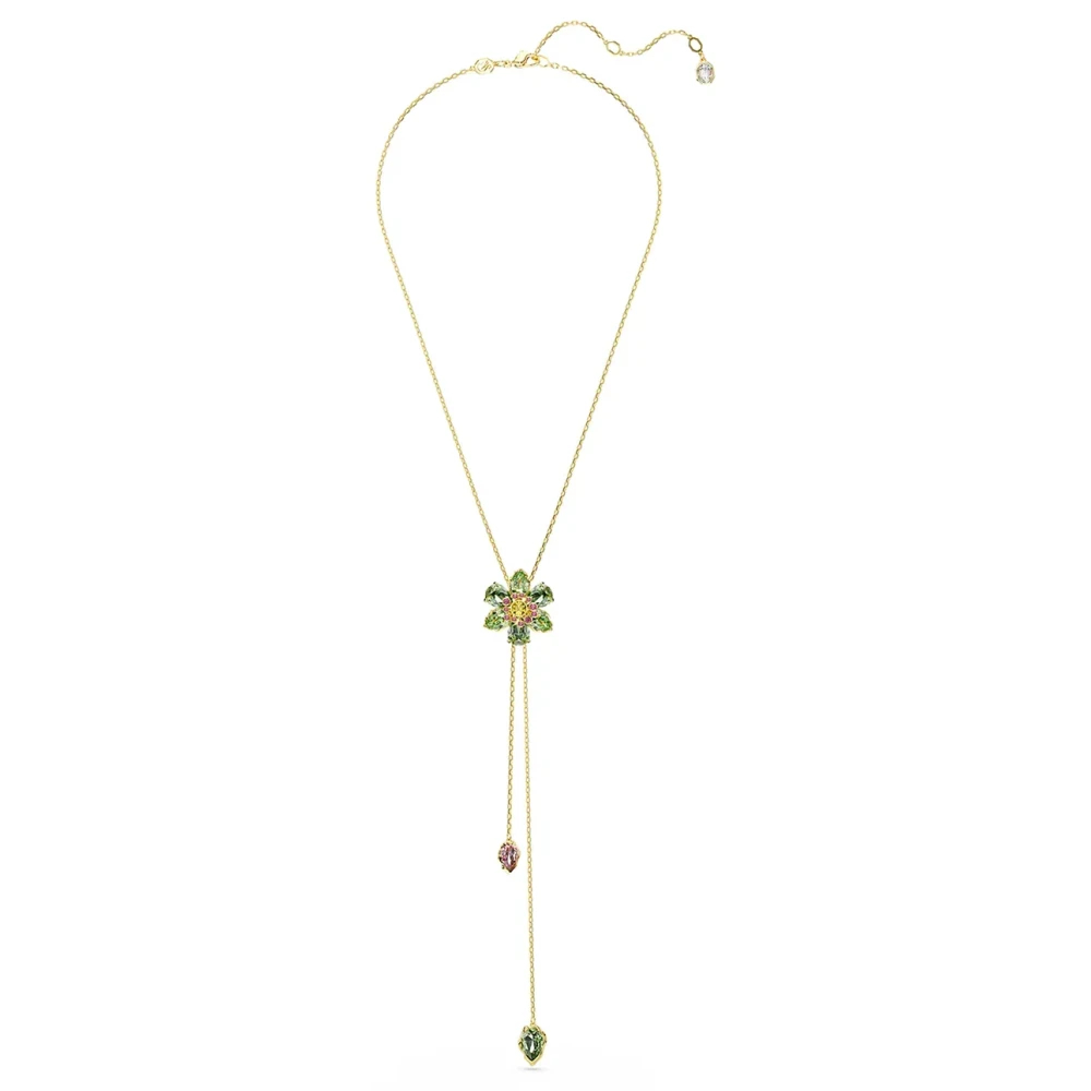Swarovski Damen Gelb/Rosa/Grün Y-Kette "Schmuck Geschenk Idyllia Y-Anhänger Blume", Gold (Goldfarben, ), Halsketten, Metall, L: 70, Mit Swaro... - Image 5