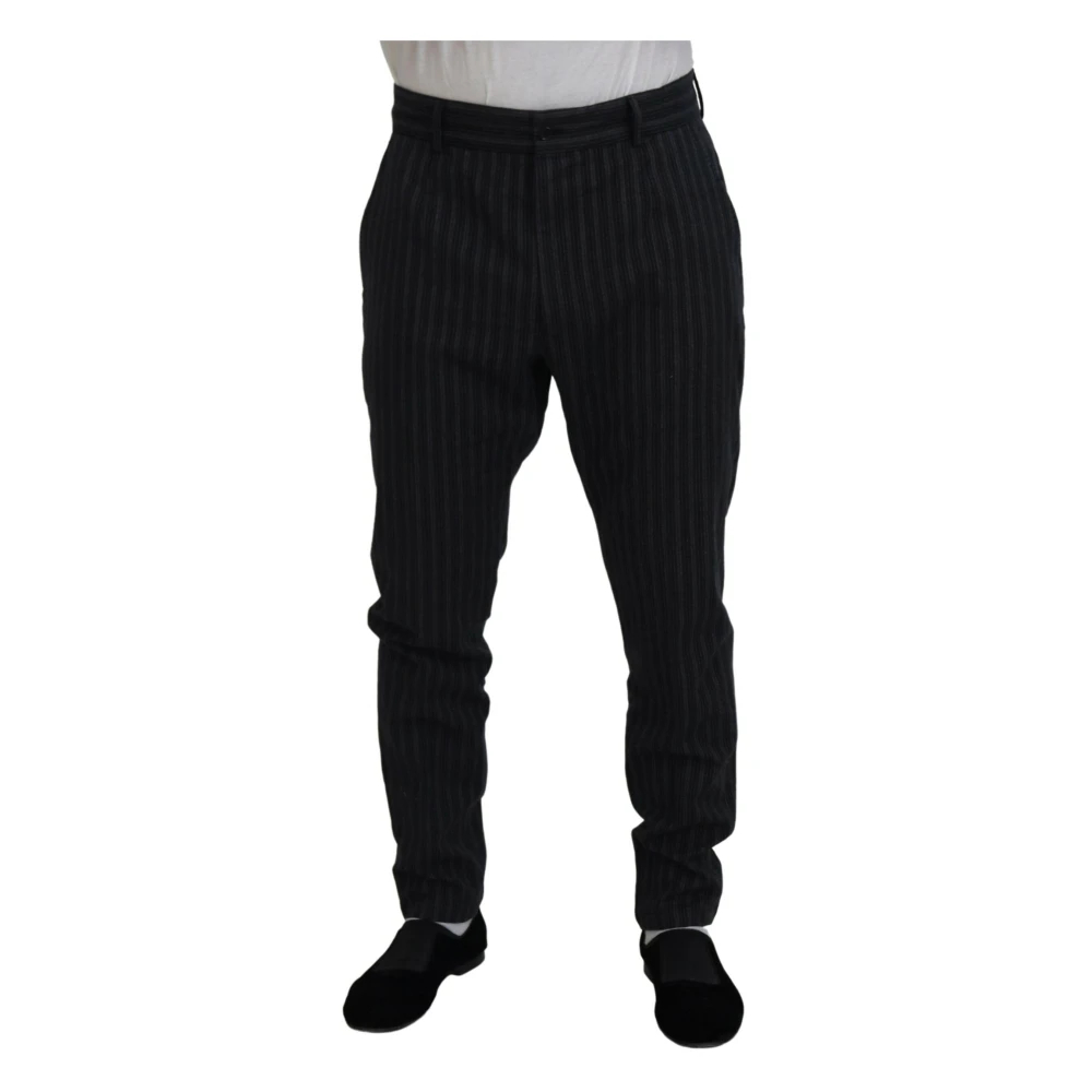 Dolce & Gabbana Herren Grau - Elegante Gestreifte Chino-Anzughose - Trousers - Xl