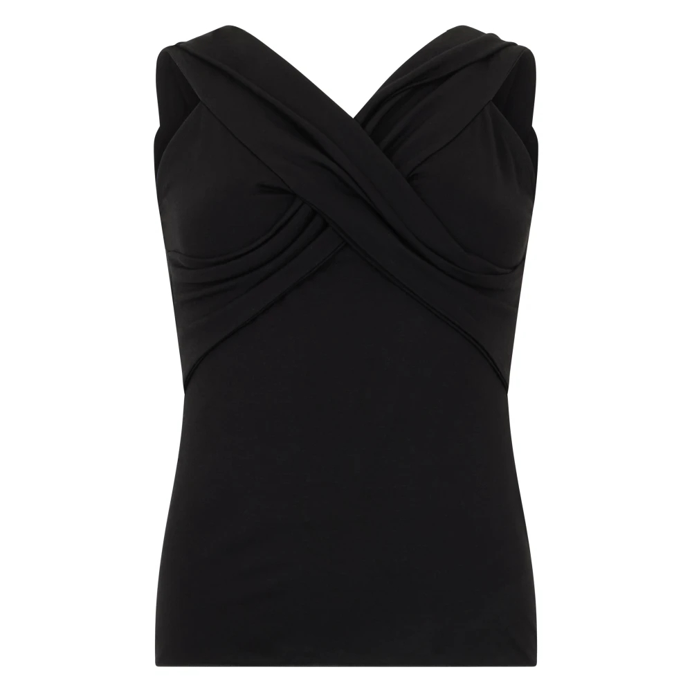 Emporio Armani Damen Schwarz - Ärmelloses Top Mit Kreuzdrapierung - Tops - K - L