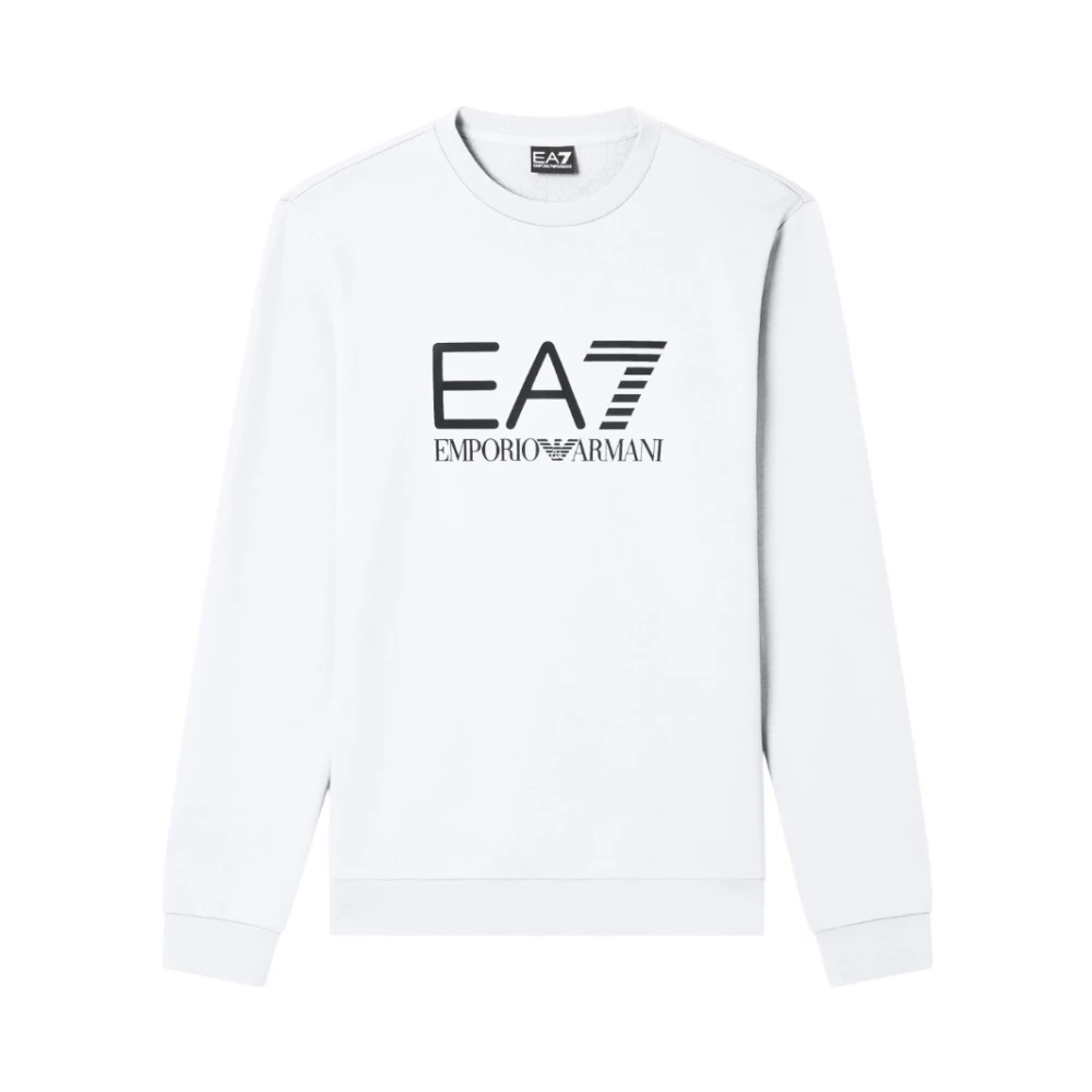 Emporio Armani Ea7 Herren Weiß - Minimalistisches Rundhals-Sweatshirt - Sweatshirts & Hoodies - Xl