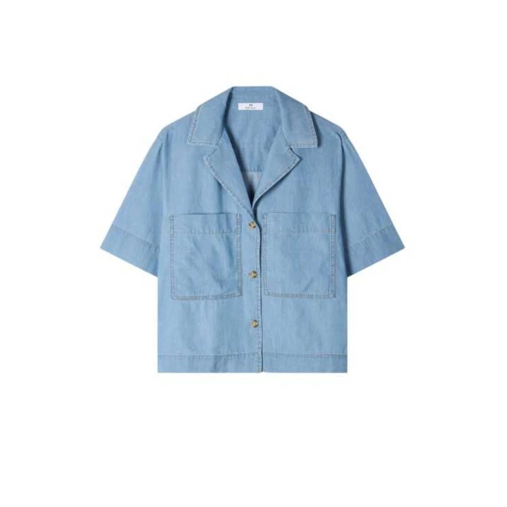 Paul Smith Damen Blau - Chambray Hemd Mit Aufgesetzten Taschen Und Kurzen Ärmeln - Blouses & Shirts - S