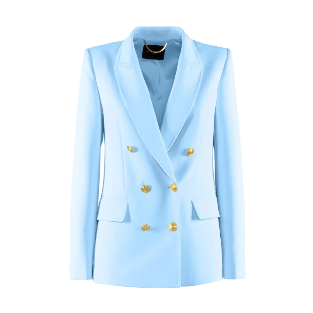 Nenette Damen Blau - Doppelreihiger - Taillierter Blazer Mit Goldenen Knöpfen - Jackets - Xl