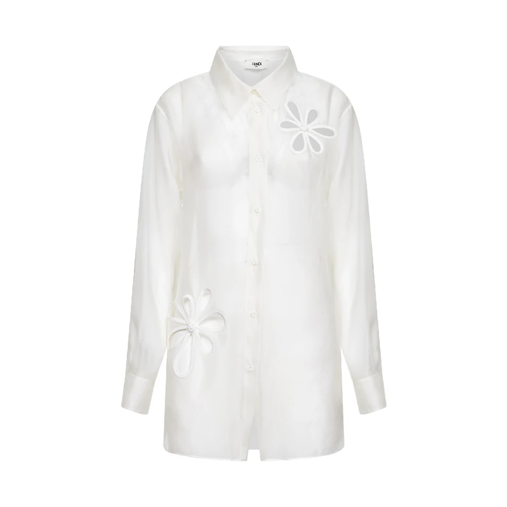 Fendi Damen Weiß - Seiden-Organza-Hemd - Blouses & Shirts - S