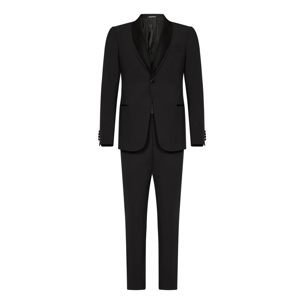 Emporio Armani Herren Schwarz - Er Stretch-Wollanzug - Suits - K - 3XL