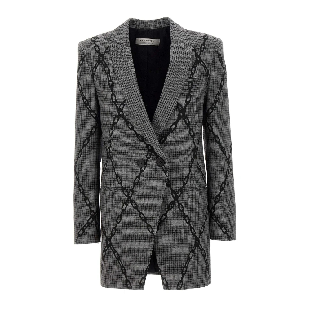Philosophy Di Lorenzo Serafini Damen Grau - Er Wollblazer Mit Kettenmuster - Jackets - S
