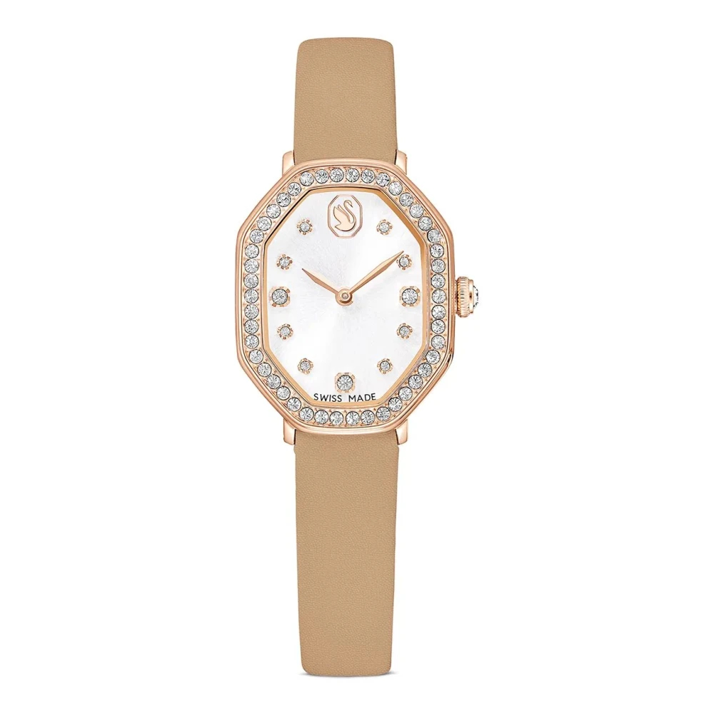 Swarovski Dextera Octagon Uhr, Schweizer Produktion, Lederarmband, Roségoldfarbenes Finish Braun - Bild 3