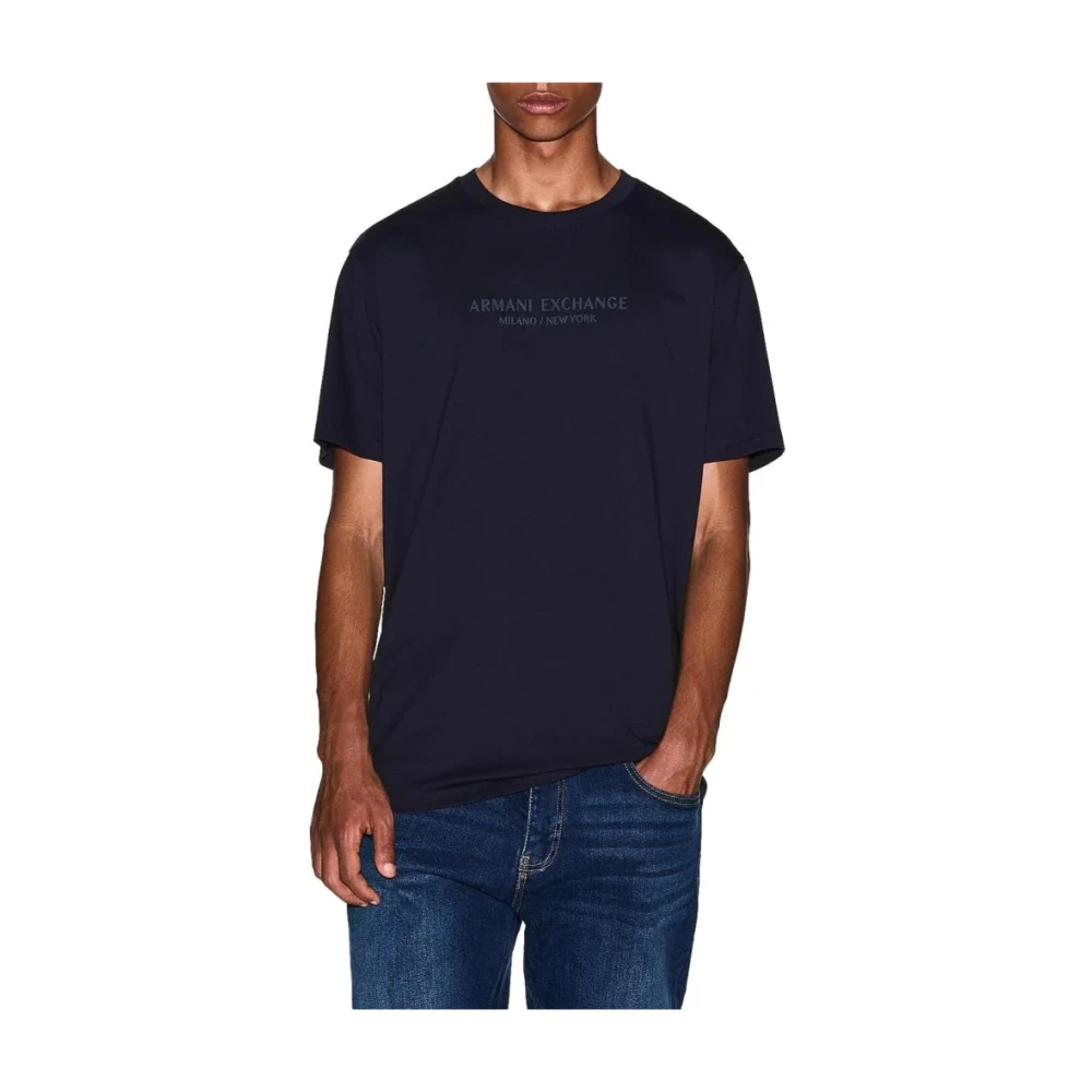 Armani Exchange Herren Blau - Regular Fit T-Shirt Mit Logo - Tops - L