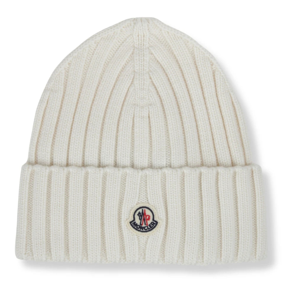MONCLER | White ribbed wool knit beanie with logo patch | Women | PZ - Bild 4