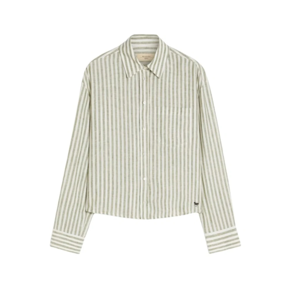 Weekend Max Mara Damen Grün - Leinen Canvas Boxy Shirt - Blouses & Shirts - Xs
