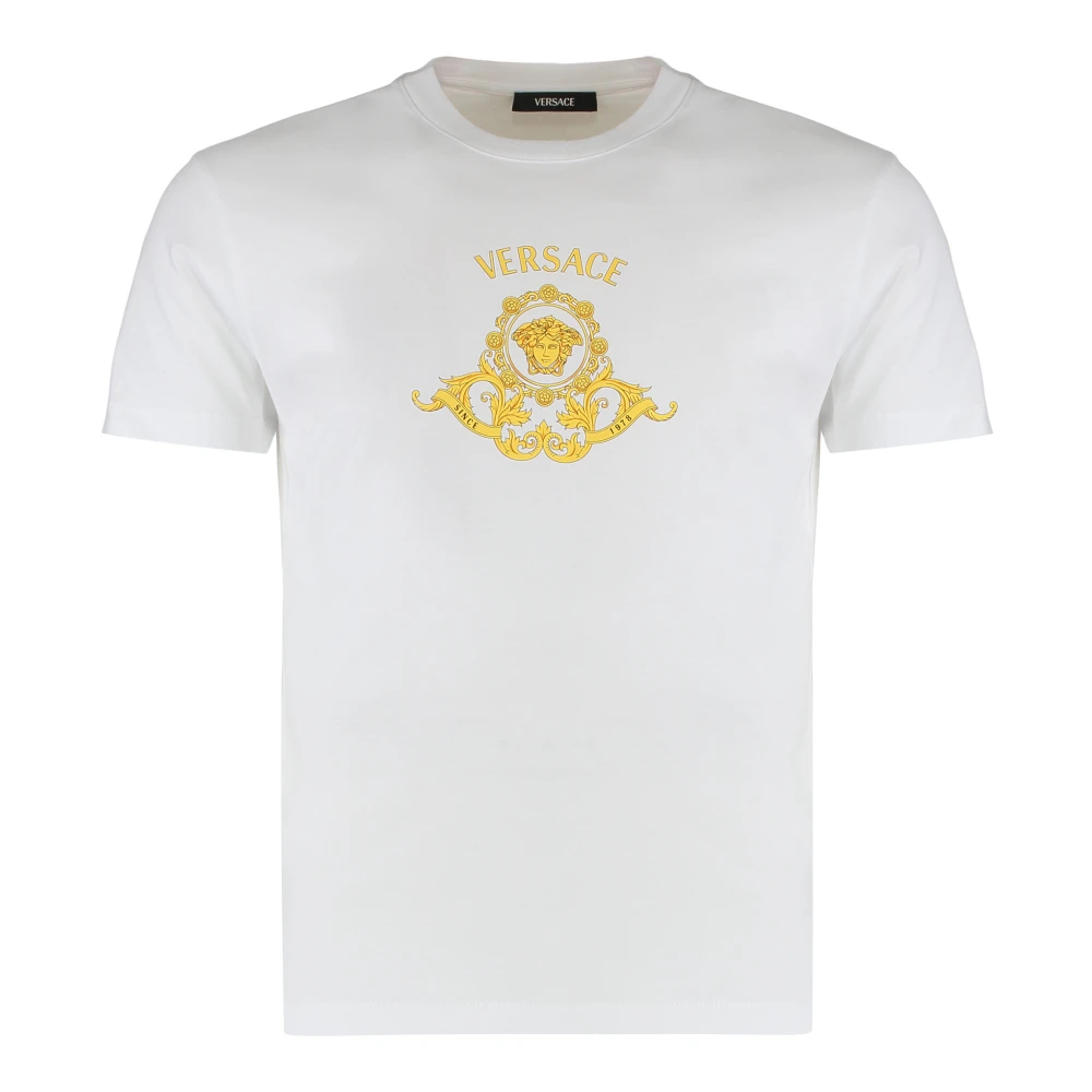 Versace Herren Weiß - Bedrucktes Slim-T-Shirt Aus Baumwolljersey - Tops - L