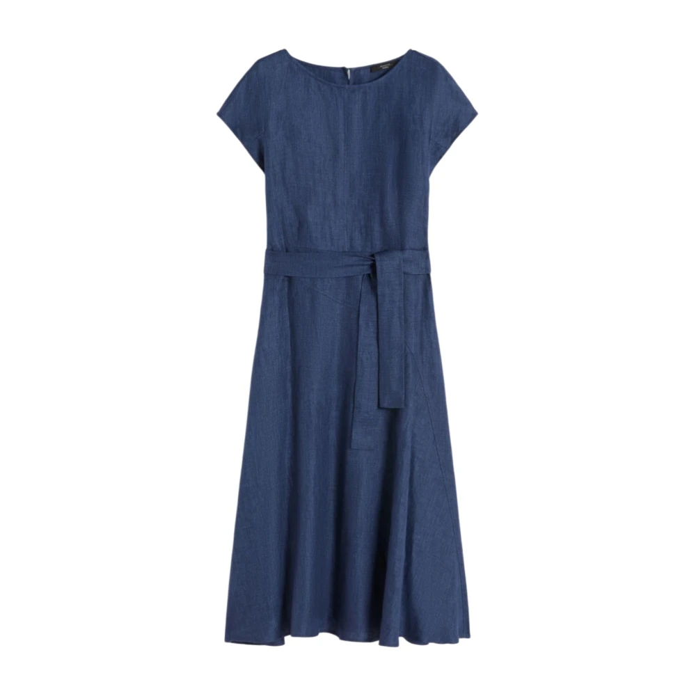 Weekend Max Mara Damen Blau - Midi-Kleid Aus Leinen-Canvas - Dresses - Xs