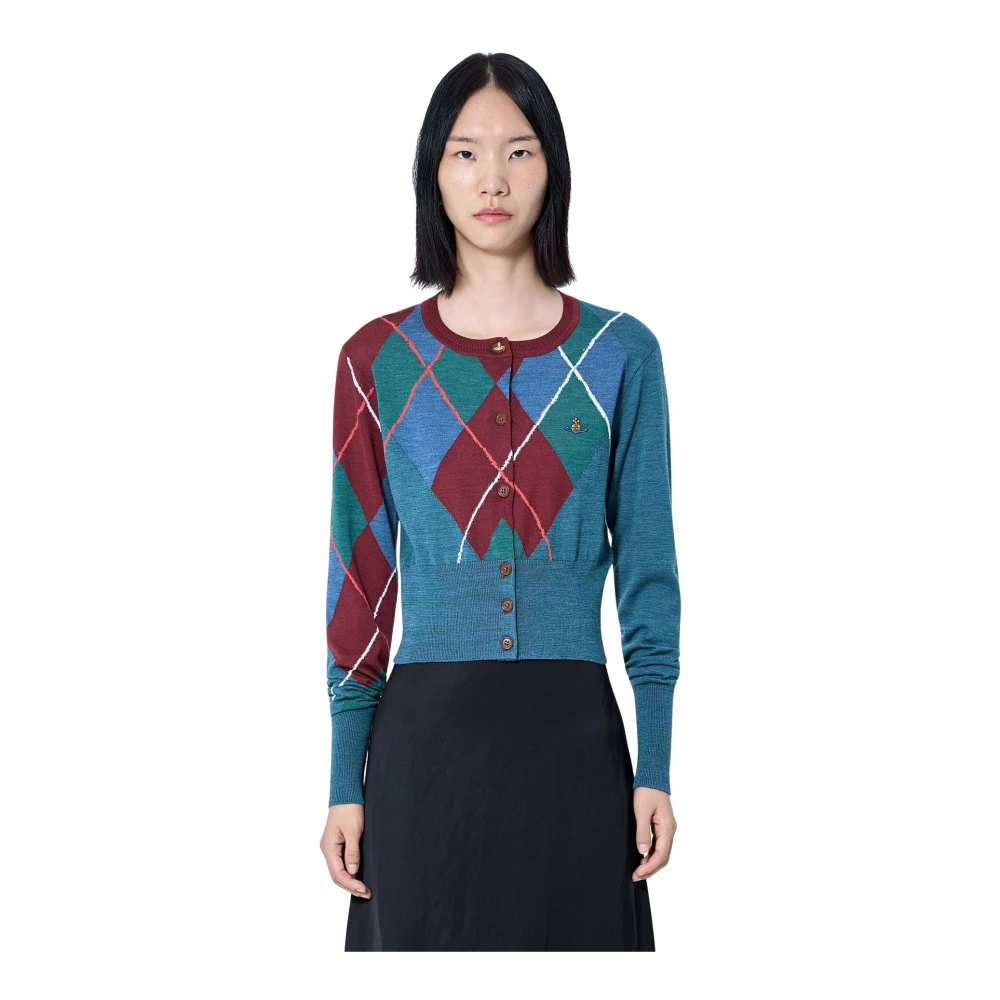 Vivienne Westwood - Argyle Cropped Cardigan - Knitwear - Damen - Mehrfarbig - S
