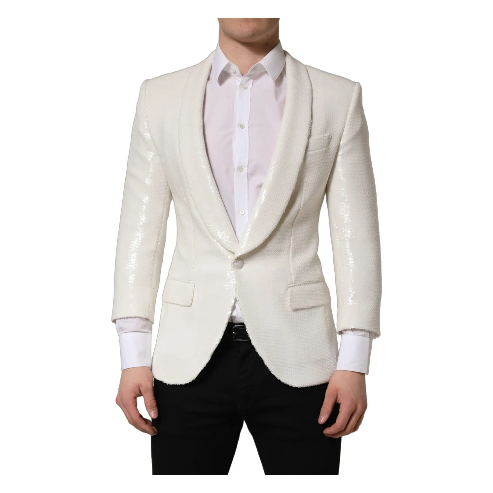 Dolce & Gabbana Herren Weiß - Viskose Einreiher Blazer Jacke - Jackets - M