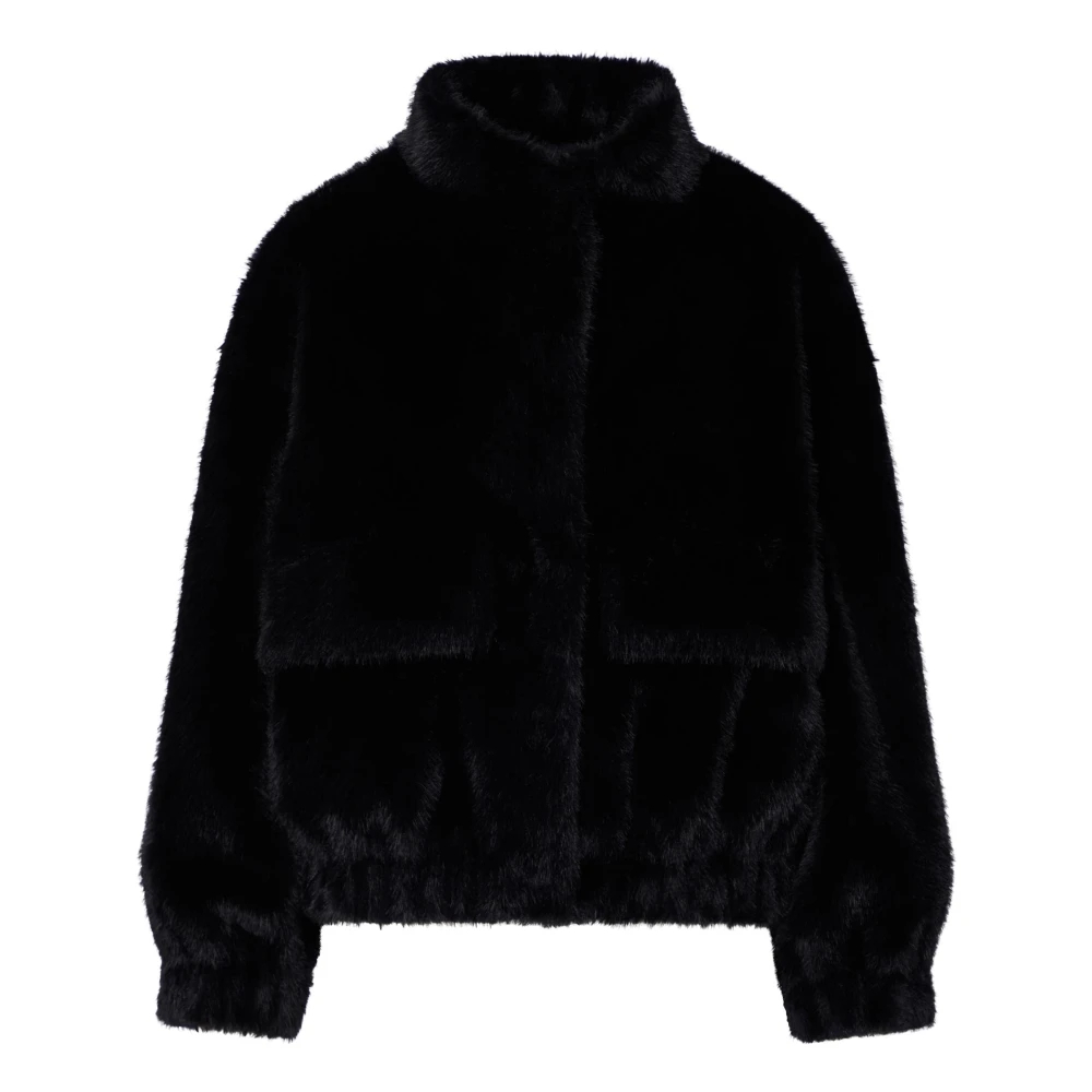 Liu Jo Damen Schwarz Pelzmantel Wf6215 E1133 Regular Fit - Bild 4