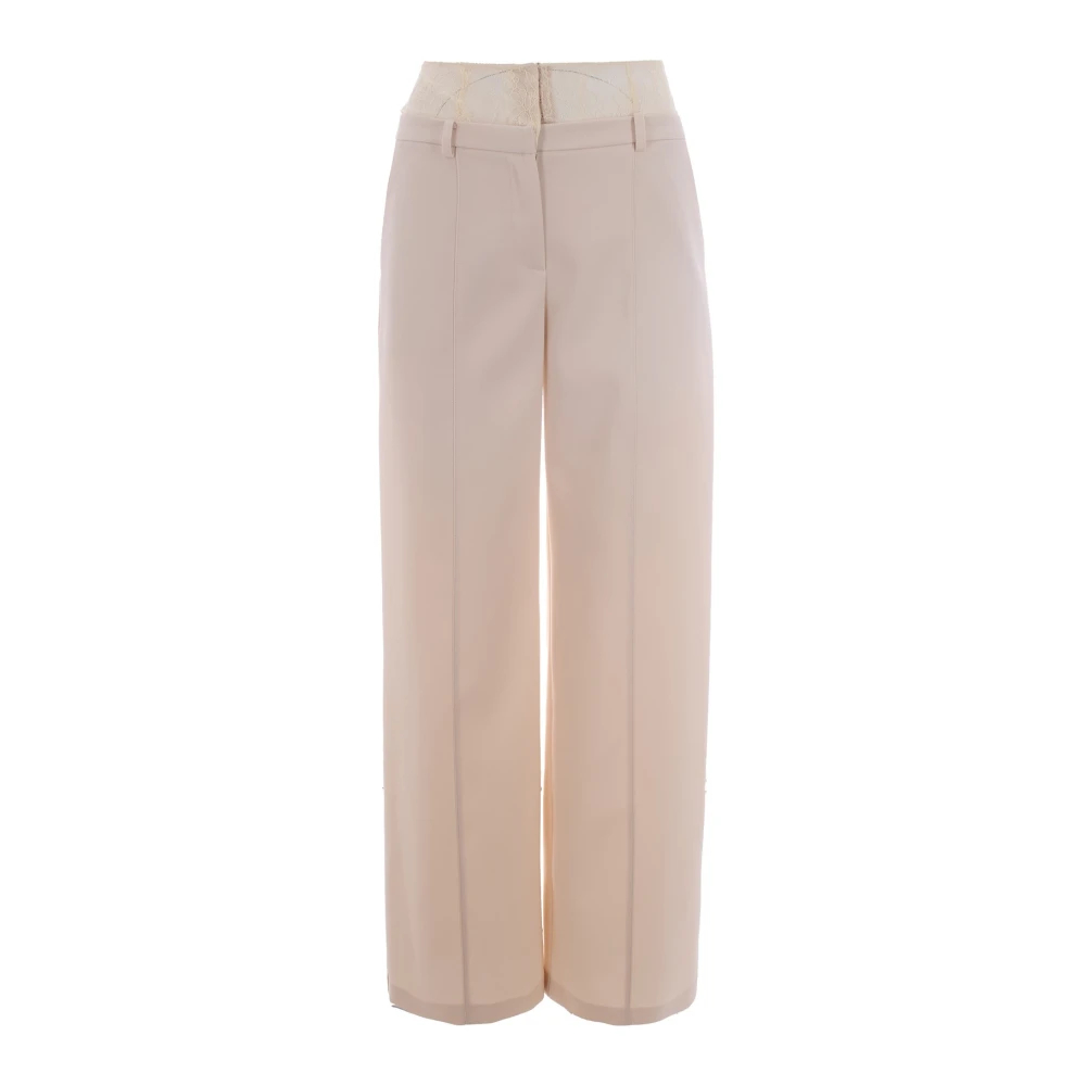 Patrizia Pepe Damen Beige - Palazzo-Hosen Mit Spitzentaille - Trousers - M