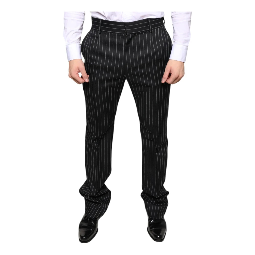 Dolce & Gabbana Herren Schwarz - E Gestreifte Skinny Anzughose - Trousers - K - M