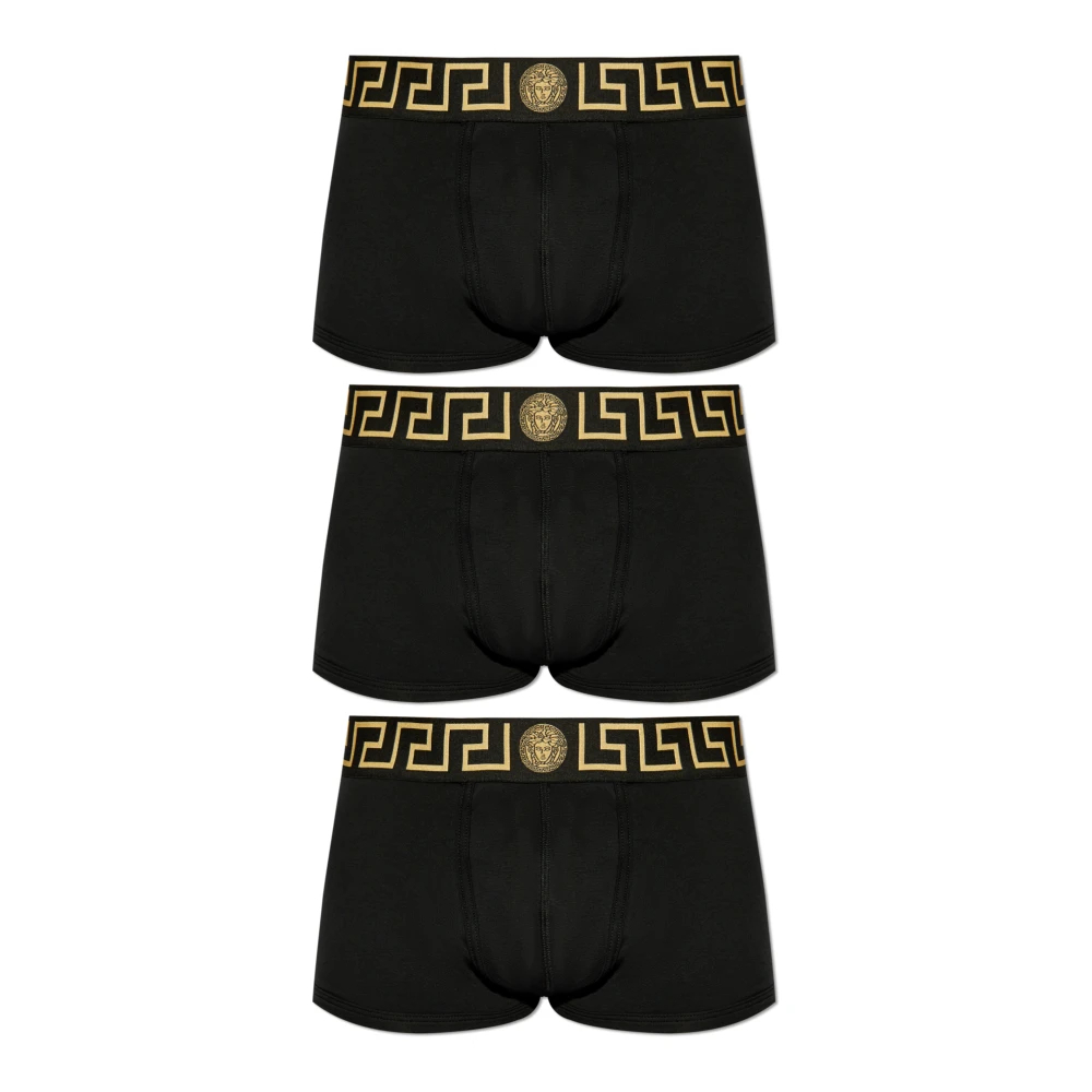 Versace Herren Schwarz - Greca Border Slips 3Er-Pack - Underwear - K - S
