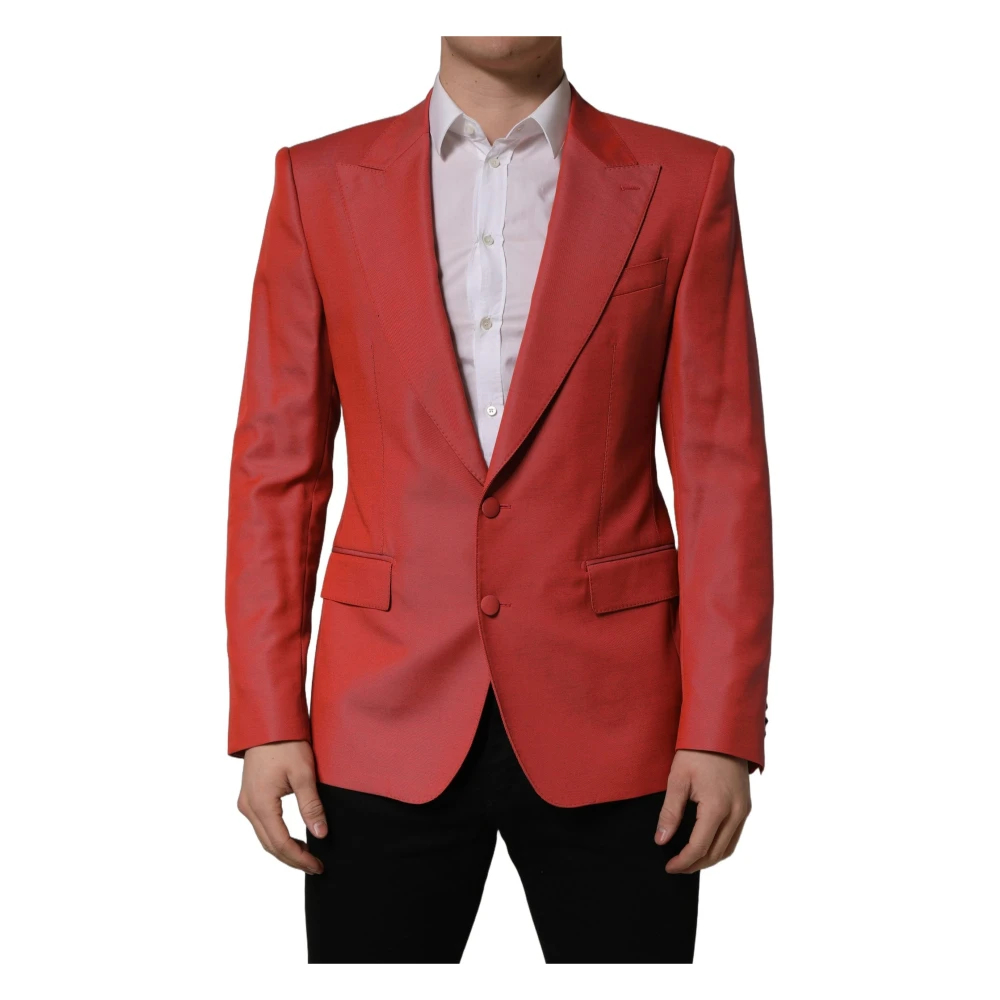 Dolce & Gabbana Herren Rot - Woll-Einreiher-Blazerjacke - Jackets - M