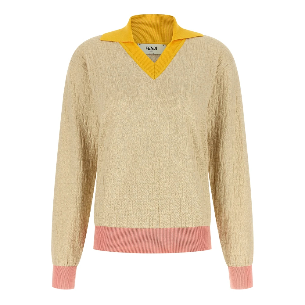 Fendi Damen Multicolor - Baumwoll- Und Seidenpullover - Tops - Mehrfarbig - S