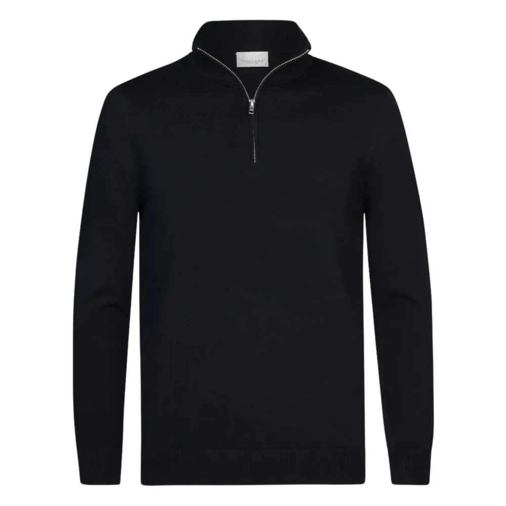 Profuomo - Half Zip Pullover Luxury - Knitwear - Herren - Blau - 2XL