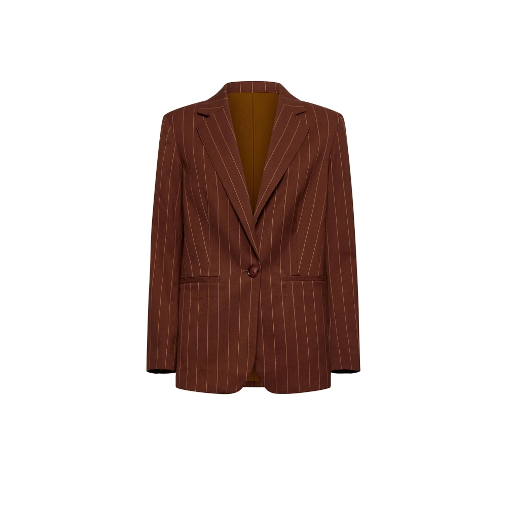 Silvian Heach Damen Braun - Gestreifter Blazer Mit Einem Knopf - Jackets - S