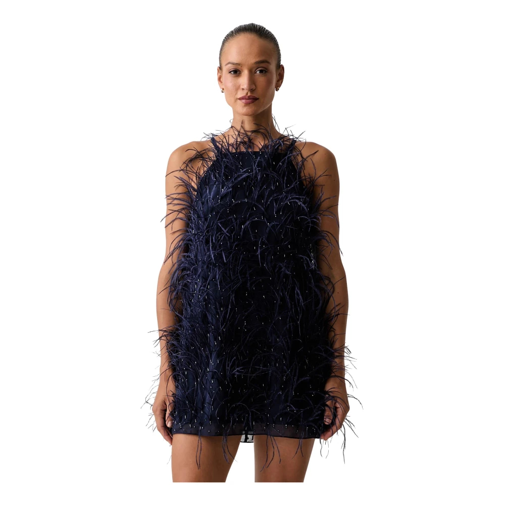 Pinko Damen Blau - Kurzes Kleid Mit Federn - 44 - Bild 3