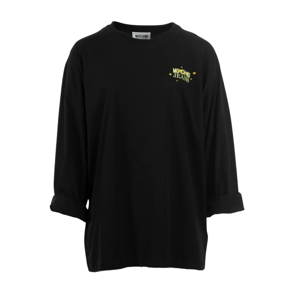 Moschino Damen Schwarz - Langarm Grafik T-Shirt - Tops - K - Xs