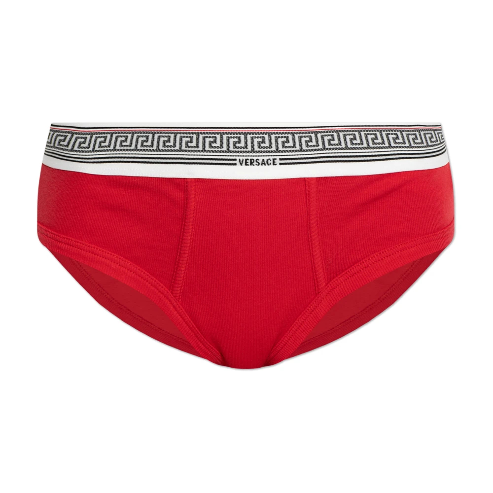 Versace Damen Rot - Gerippte Baumwoll-Jersey Slips - Underwear - S