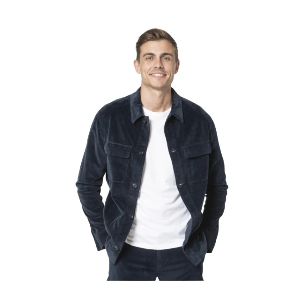 Mason's Herren Schwarz - Marineblaues Cord-Overshirt - Shirts - K - M
