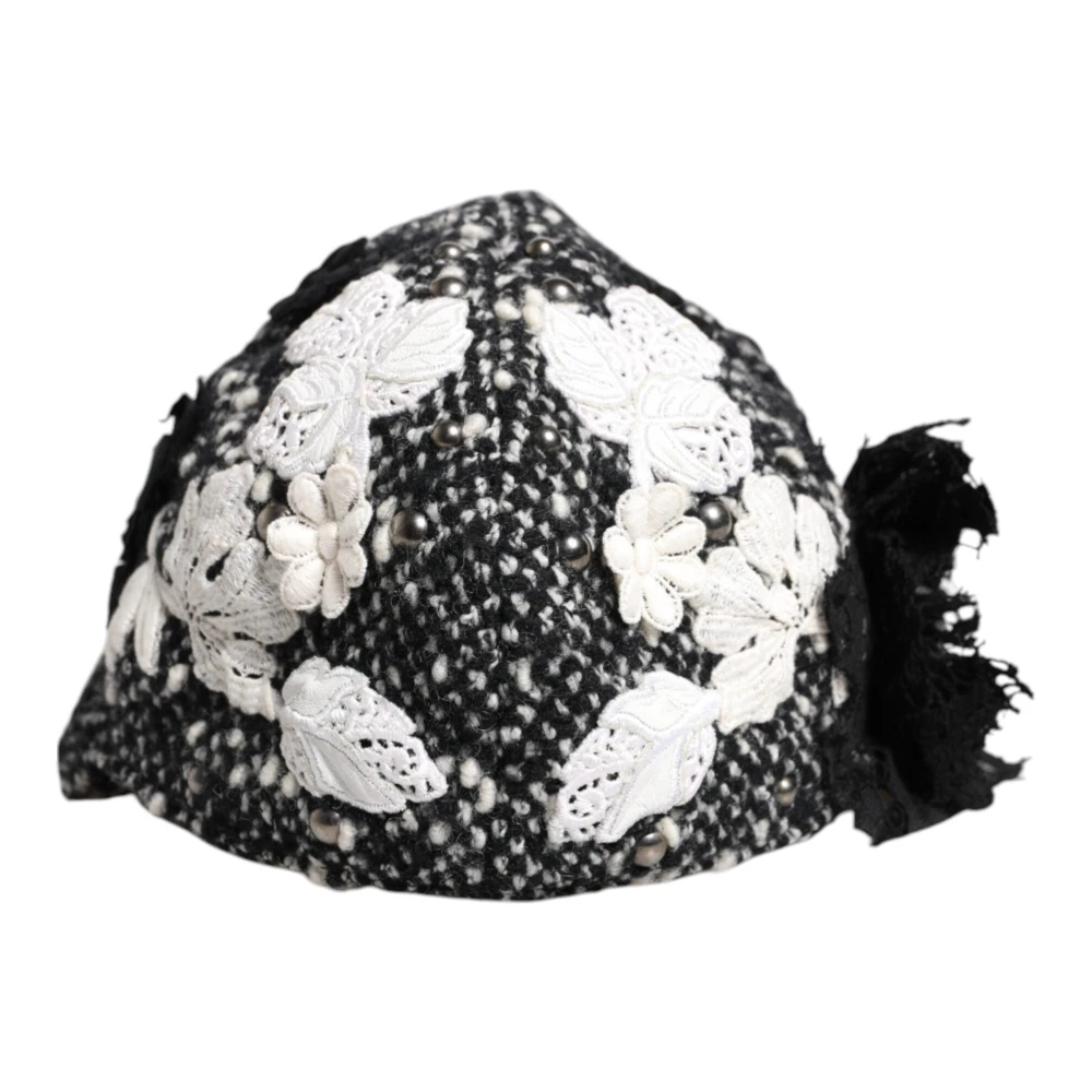 Dolce & Gabbana Damen Schwarz - Er Weißer Blumiger Cloche Hut - Accessories - K - One Size