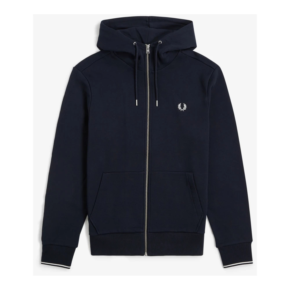 Fred Perry Herren Blau Hooded Zip Through Sweatshirt - Bild 9