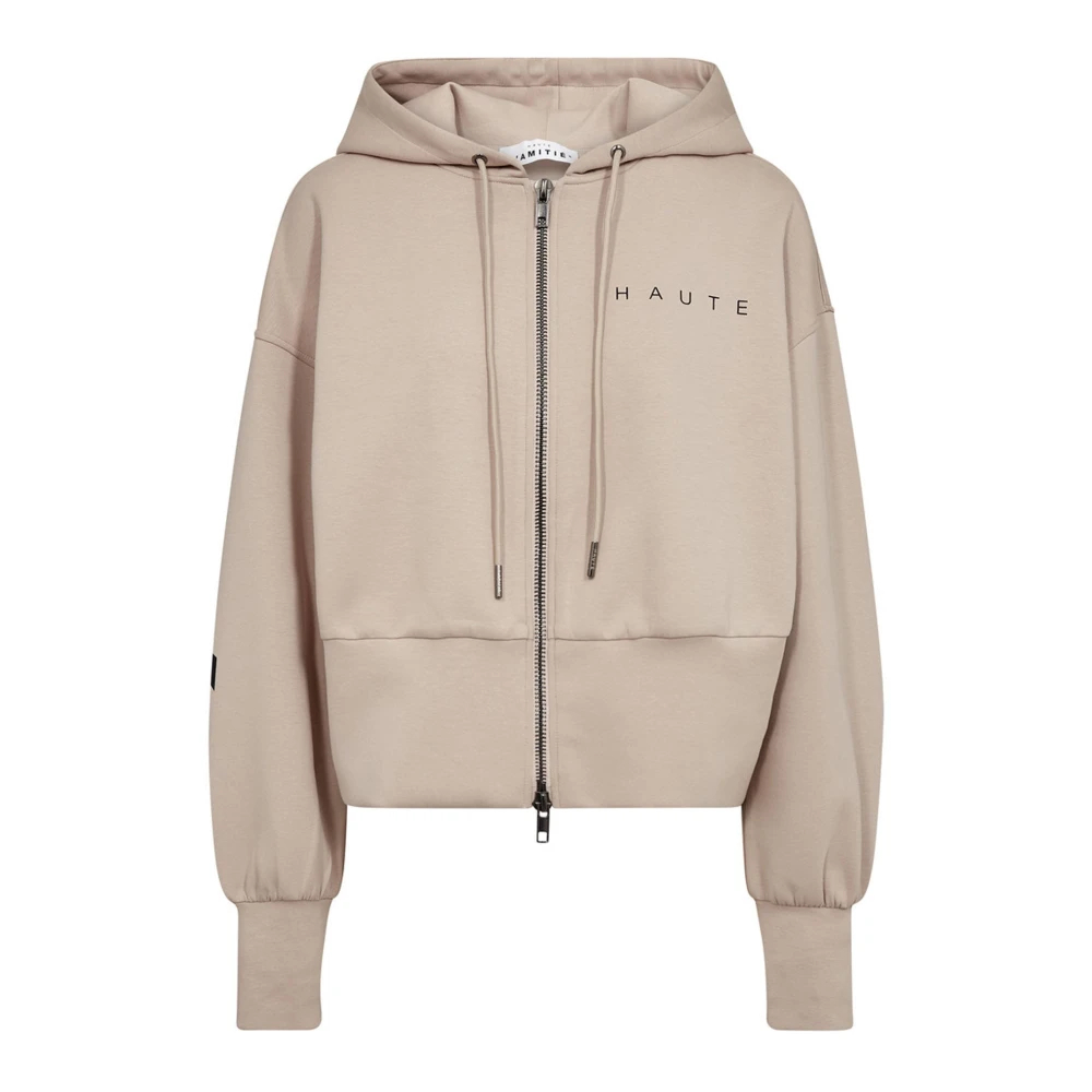Haute L'amitié Damen Beige - Kapuzenjacke Mit Durchgehendem Reißverschluss - Sweatshirts & Hoodies - M